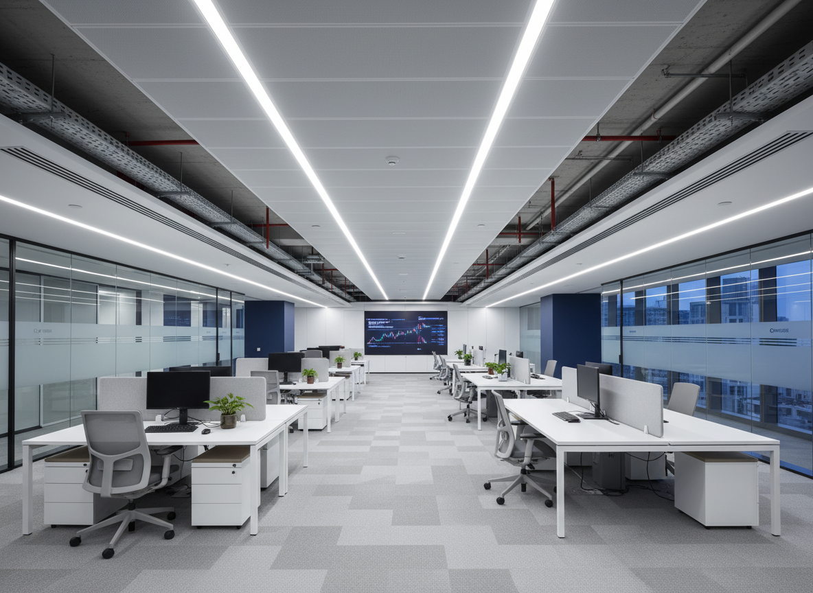 Instalación eléctrica comercial en edificio de oficinas