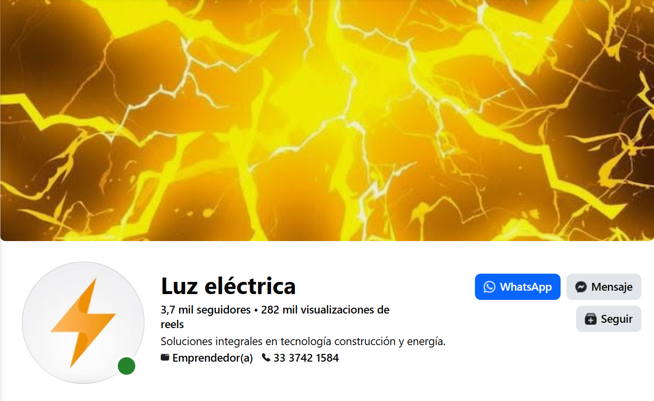 Página de Facebook - Luz eléctrica